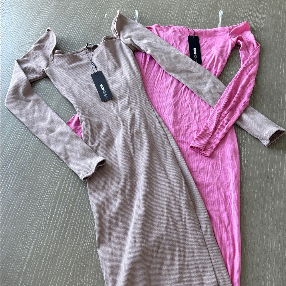 Fashion Nova Bodycon NWT Pink and Tan Long Sleeve Dresses bundle